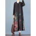 Elegant casual coat fall women coats black prints trench coats