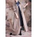 boutique plus size long coat fall woolen outwear khaki plaid Cinched wool coat for woman